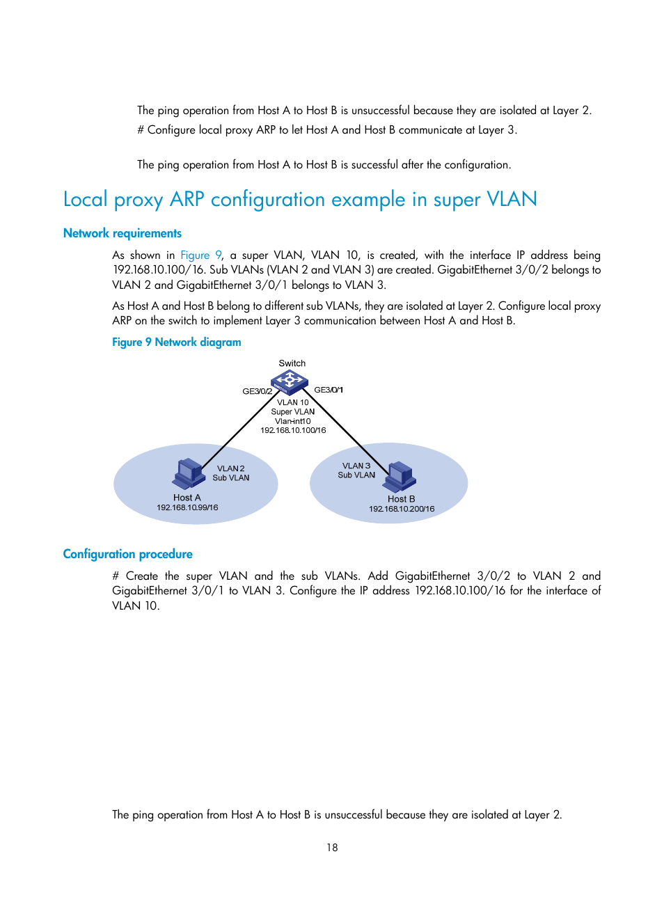 Network requirements, Configuration procedure | H3C Technologies H3C S12500 Series Switches User Manual | Page 32 / 249