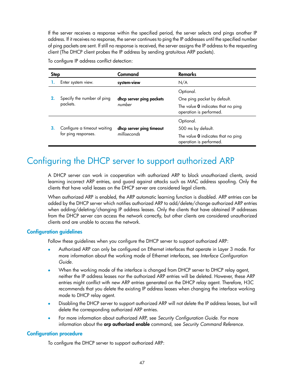 Configuration guidelines, Configuration procedure | H3C Technologies H3C S12500 Series Switches User Manual | Page 61 / 249