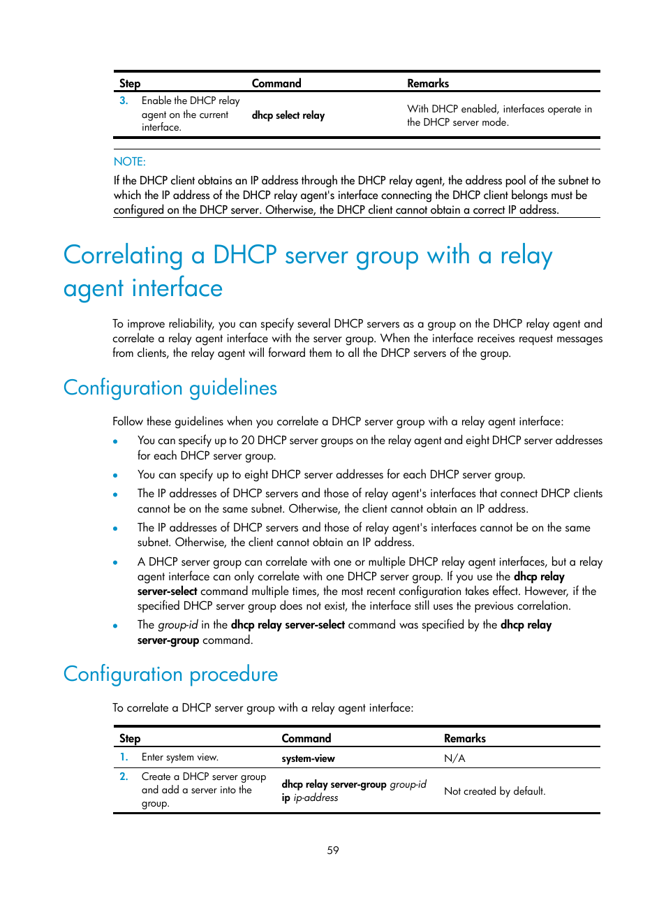 Configuration guidelines, Configuration procedure | H3C Technologies H3C S12500 Series Switches User Manual | Page 73 / 249