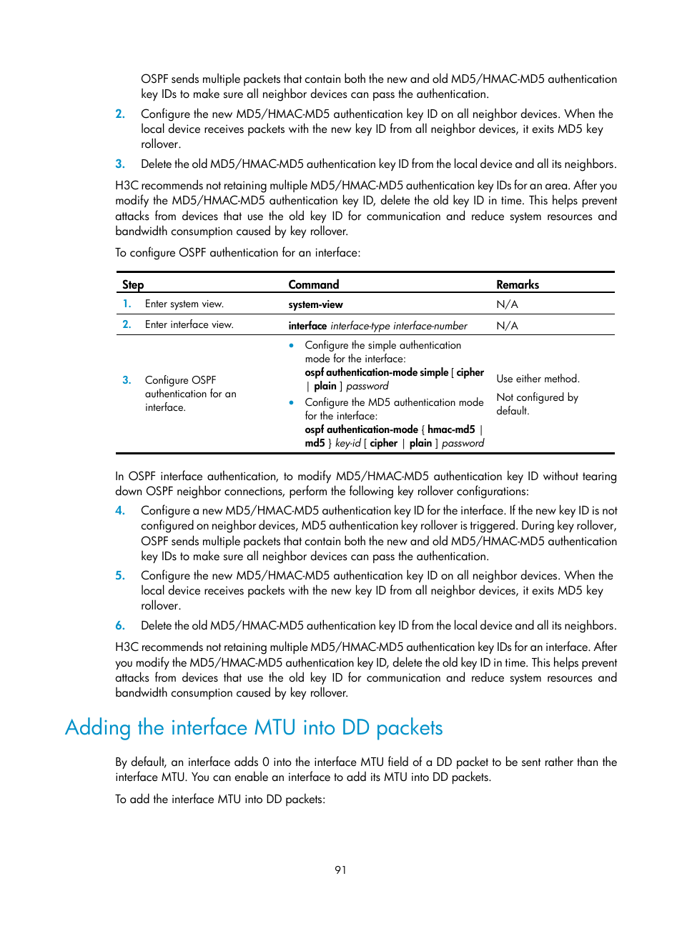Adding the interface mtu into dd packets | H3C Technologies H3C S12500 Series Switches User Manual | Page 107 / 443