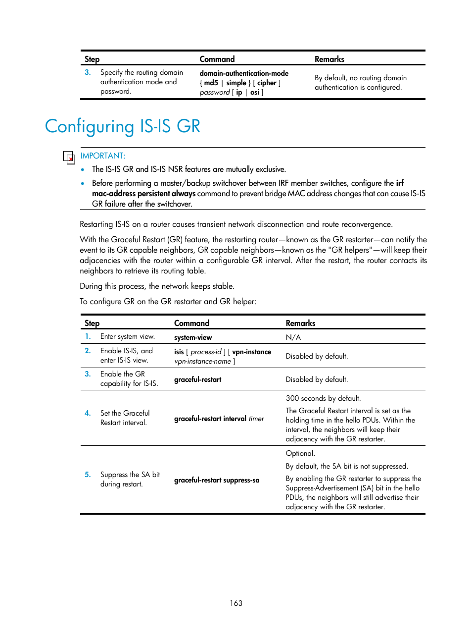 Configuring is-is gr | H3C Technologies H3C S12500 Series Switches User Manual | Page 179 / 443