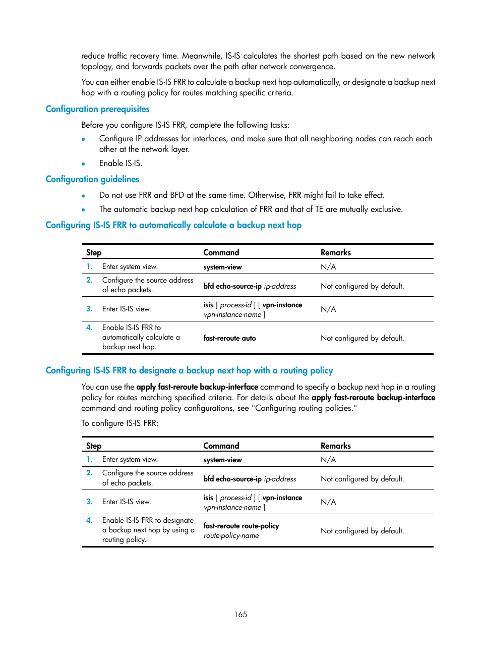 Configuration prerequisites, Configuration guidelines | H3C Technologies H3C S12500 Series Switches User Manual | Page 181 / 443