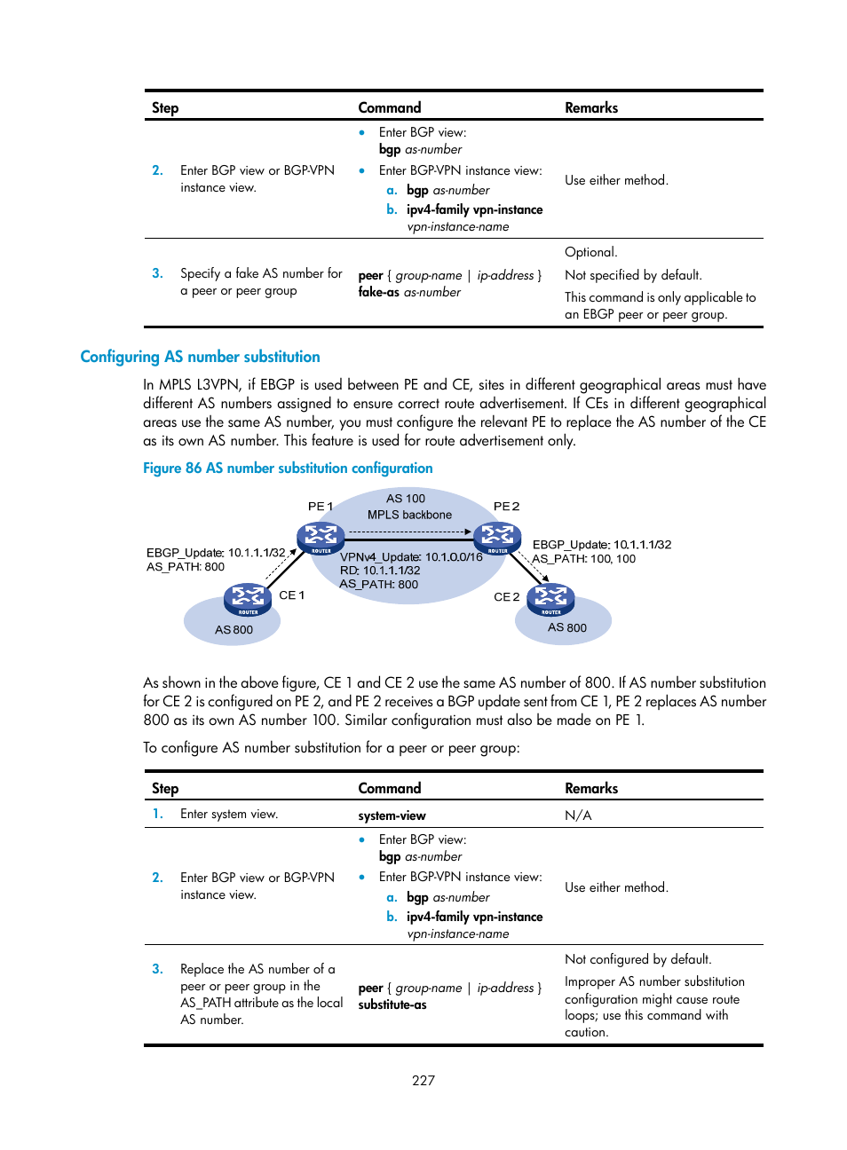 Configuring as number substitution | H3C Technologies H3C S12500 Series Switches User Manual | Page 243 / 443