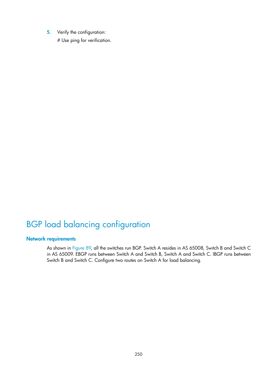 Bgp load balancing configuration, Network requirements | H3C Technologies H3C S12500 Series Switches User Manual | Page 266 / 443