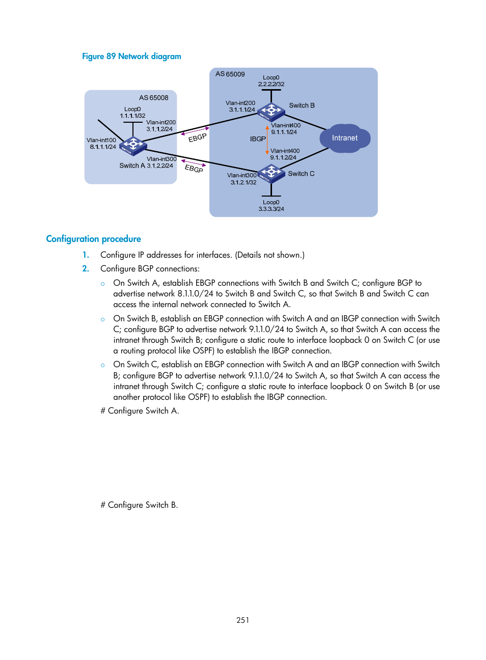 Configuration procedure | H3C Technologies H3C S12500 Series Switches User Manual | Page 267 / 443