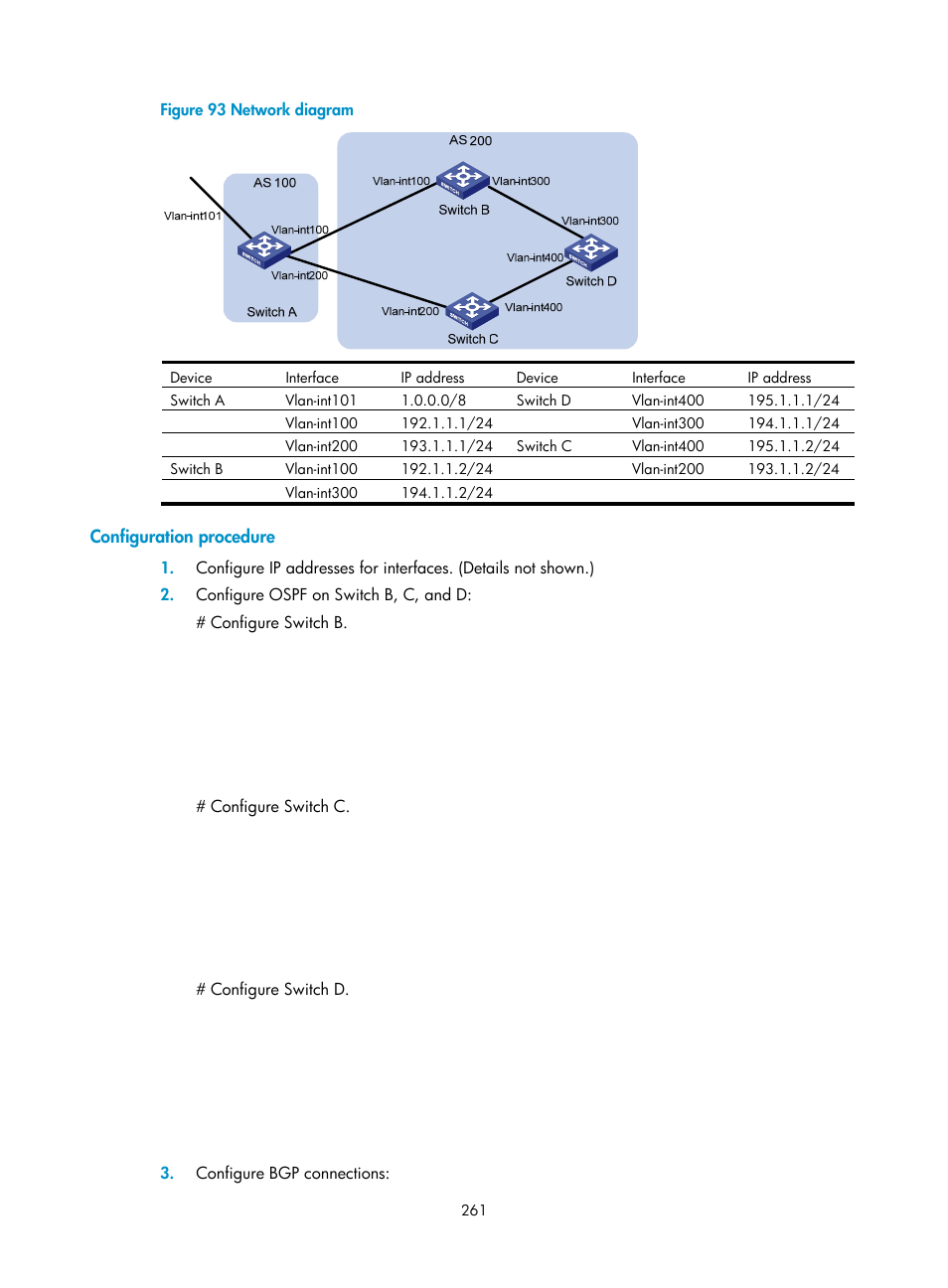 Configuration procedure | H3C Technologies H3C S12500 Series Switches User Manual | Page 277 / 443