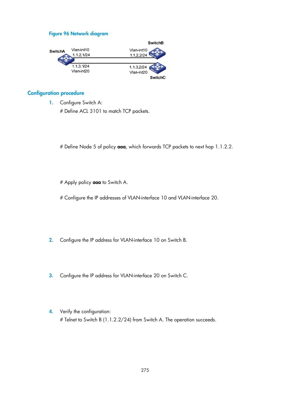 Configuration procedure | H3C Technologies H3C S12500 Series Switches User Manual | Page 291 / 443