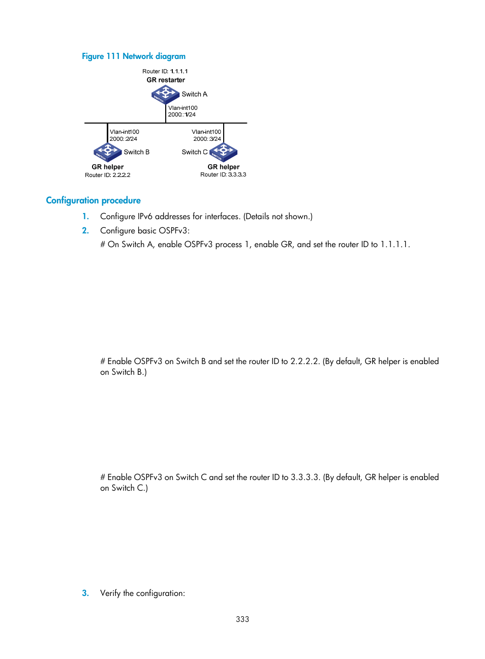 Configuration procedure | H3C Technologies H3C S12500 Series Switches User Manual | Page 349 / 443