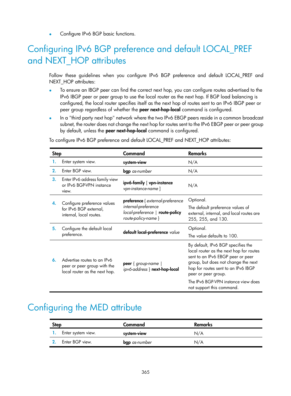 Configuring the med attribute | H3C Technologies H3C S12500 Series Switches User Manual | Page 381 / 443