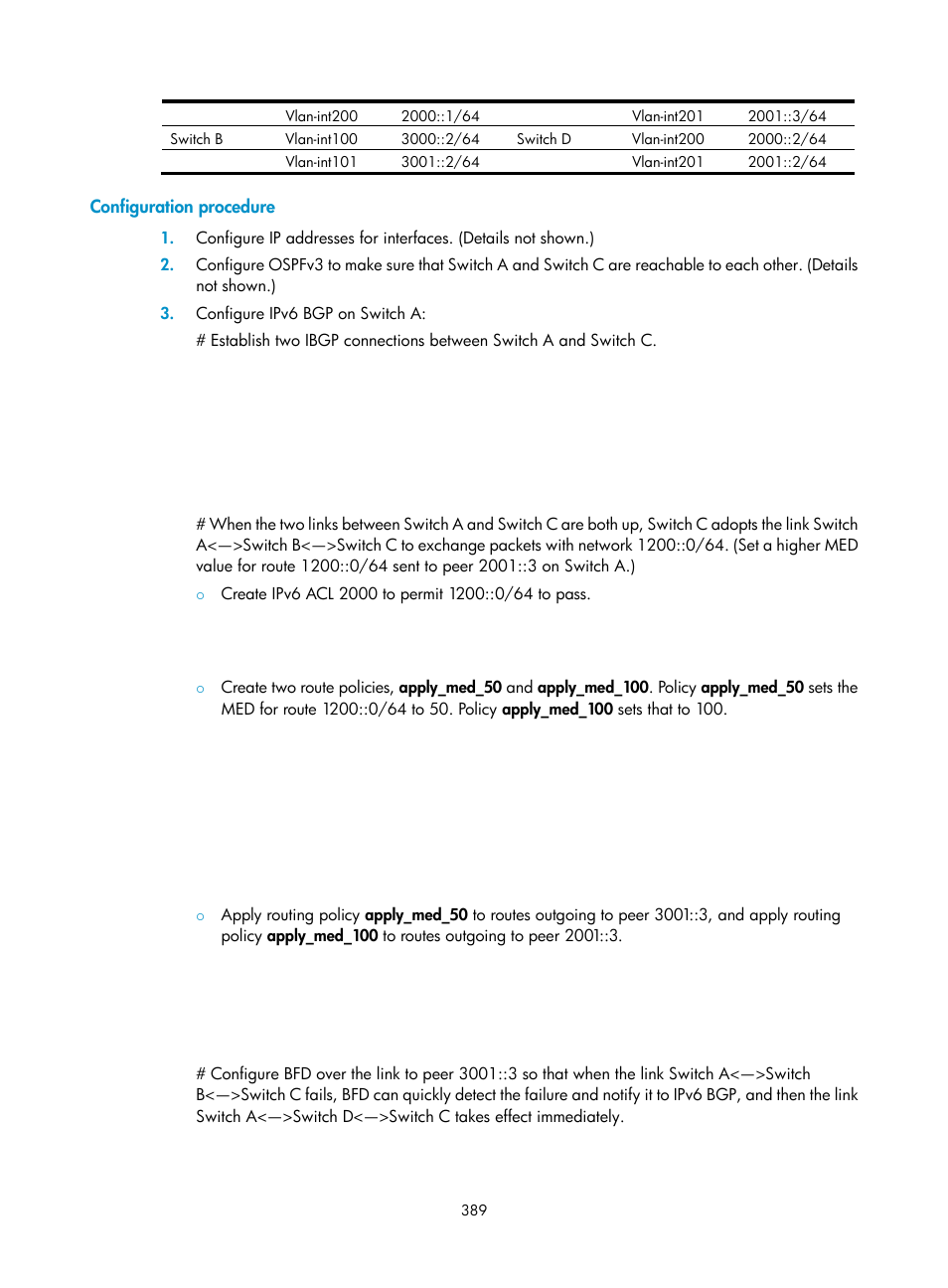 Configuration procedure | H3C Technologies H3C S12500 Series Switches User Manual | Page 405 / 443