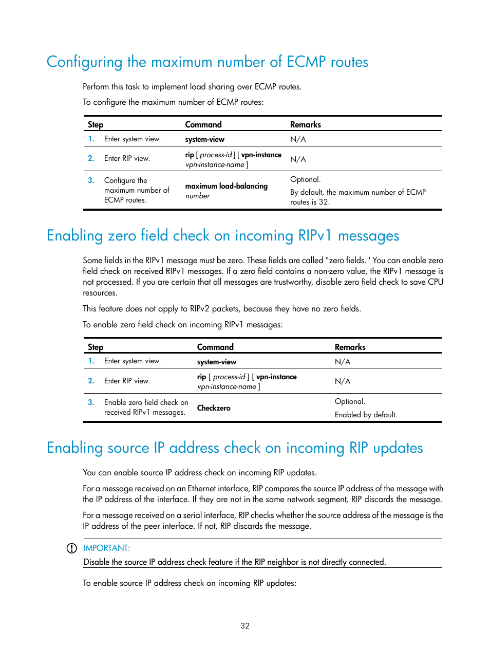 Configuring the maximum number of ecmp routes | H3C Technologies H3C S12500 Series Switches User Manual | Page 48 / 443