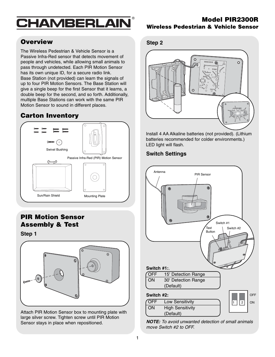 Chamberlain PIR2300R User Manual | 4 pages