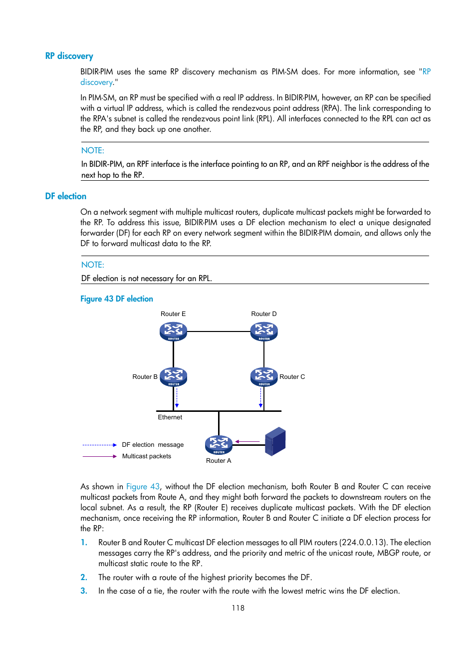 Rp discovery, Df election | H3C Technologies H3C S12500 Series Switches User Manual | Page 134 / 468