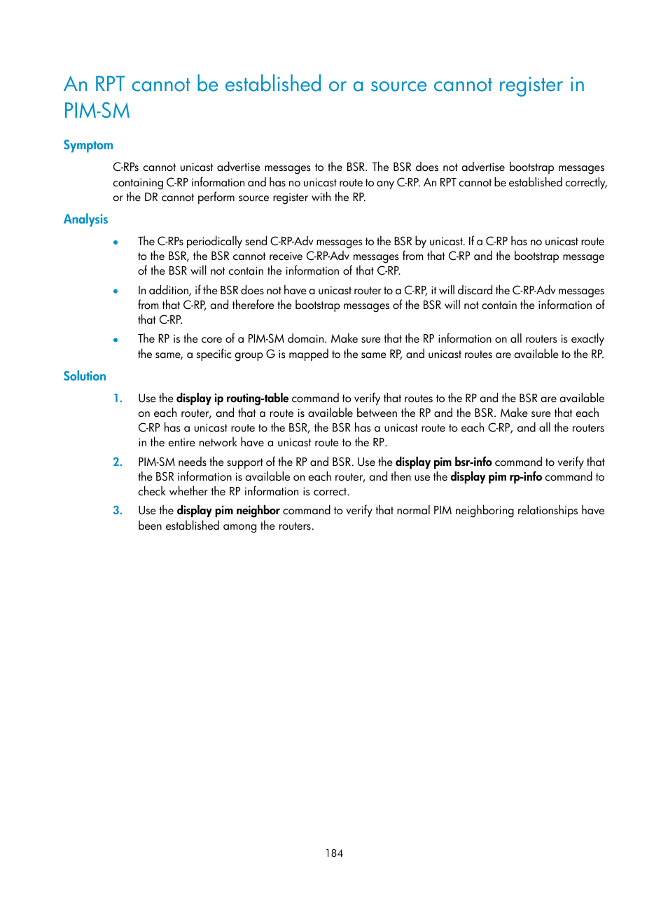 Symptom, Analysis, Solution | H3C Technologies H3C S12500 Series Switches User Manual | Page 200 / 468
