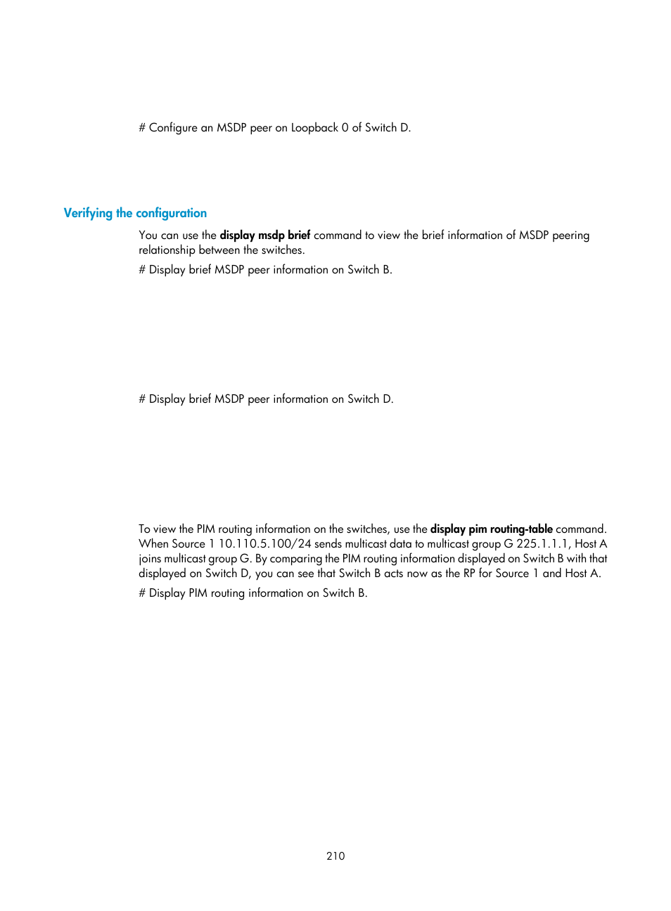 Verifying the configuration | H3C Technologies H3C S12500 Series Switches User Manual | Page 226 / 468