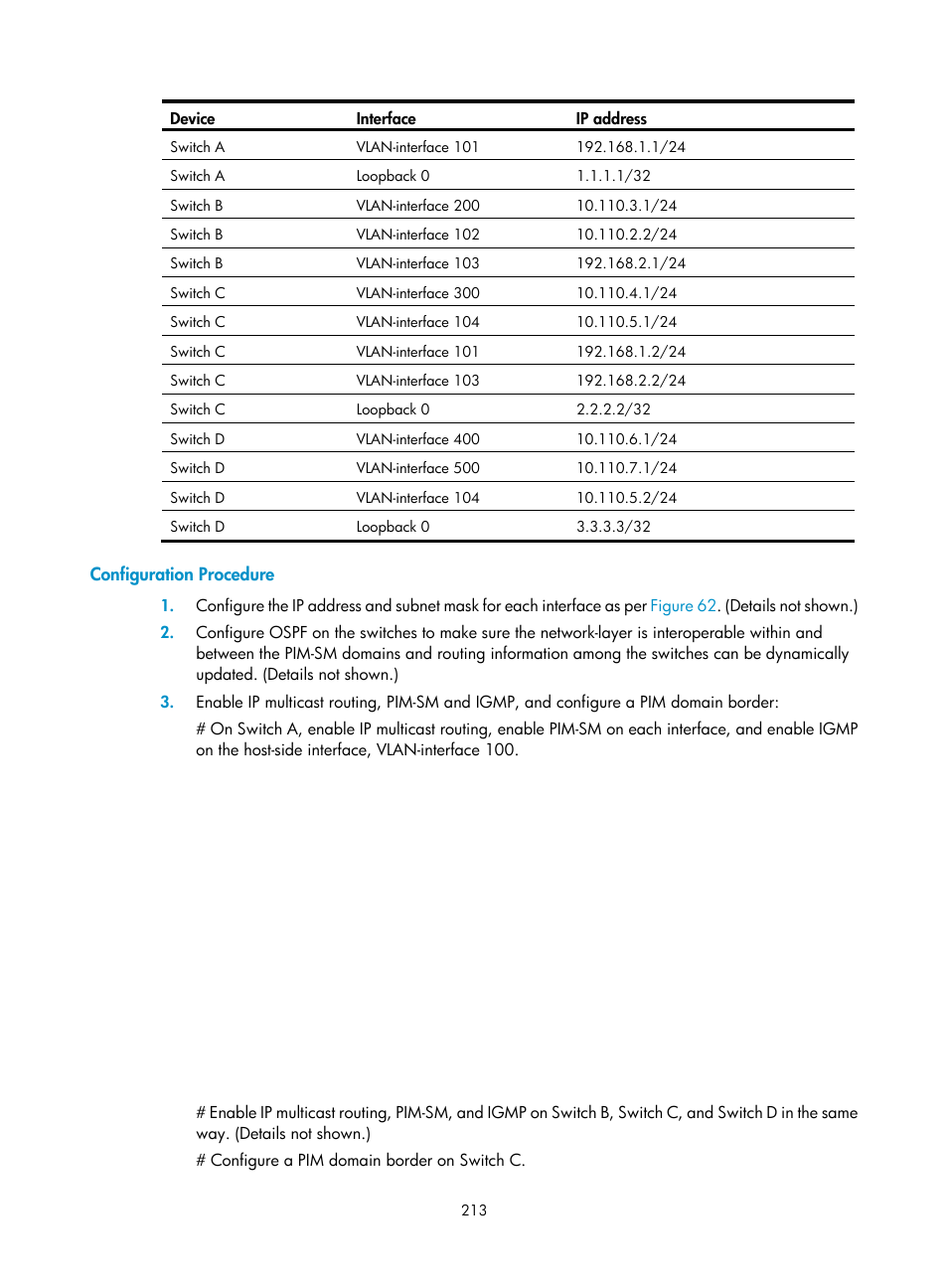 Configuration procedure | H3C Technologies H3C S12500 Series Switches User Manual | Page 229 / 468