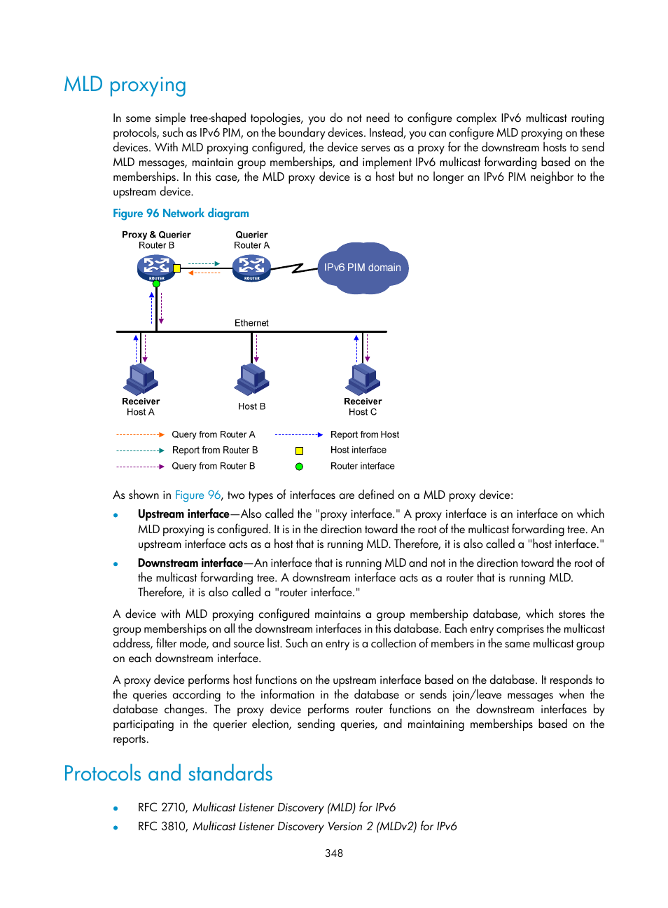 Mld proxying, Protocols and standards | H3C Technologies H3C S12500 Series Switches User Manual | Page 364 / 468