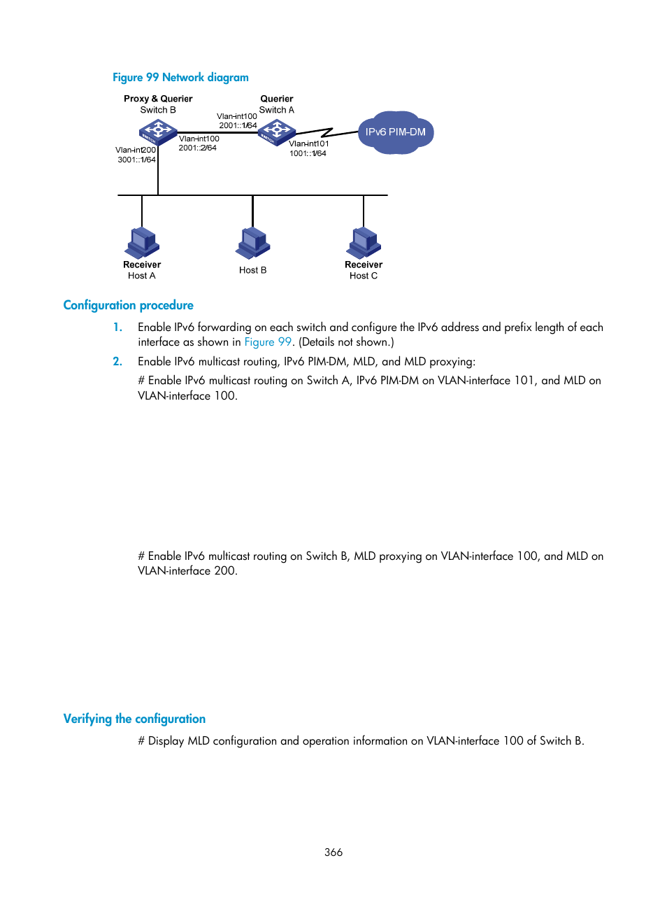 Configuration procedure, Verifying the configuration | H3C Technologies H3C S12500 Series Switches User Manual | Page 382 / 468