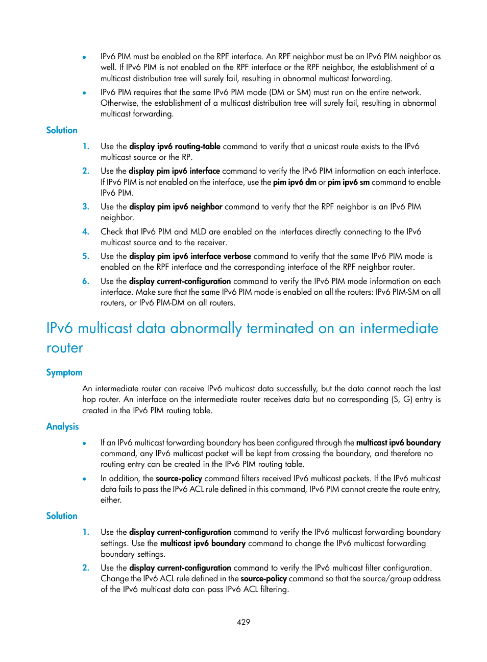 Solution, Symptom, Analysis | H3C Technologies H3C S12500 Series Switches User Manual | Page 445 / 468