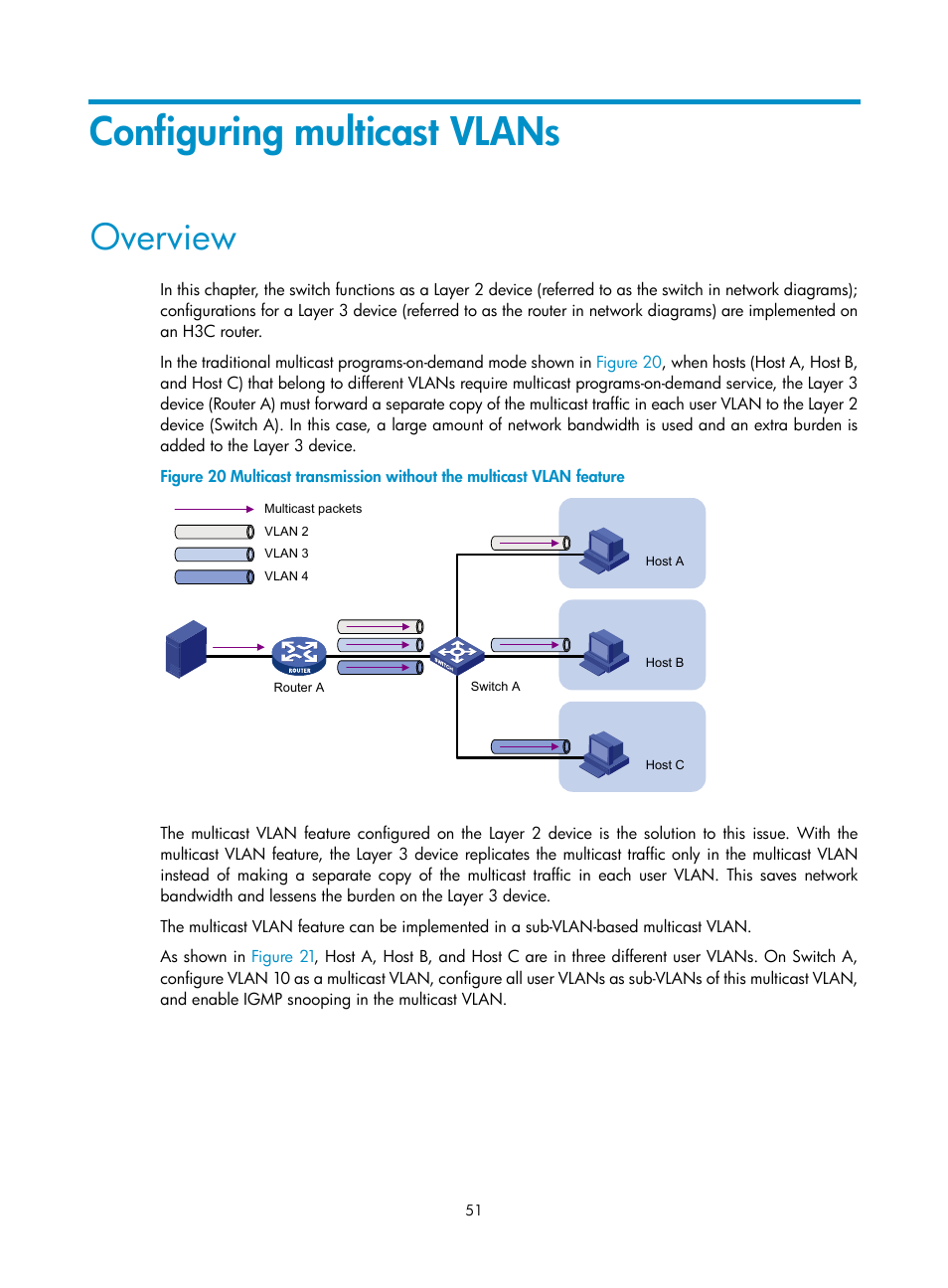 Configuring multicast vlans, Overview | H3C Technologies H3C S12500 Series Switches User Manual | Page 67 / 468