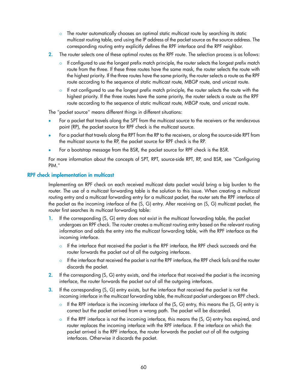 Rpf check implementation in multicast | H3C Technologies H3C S12500 Series Switches User Manual | Page 76 / 468