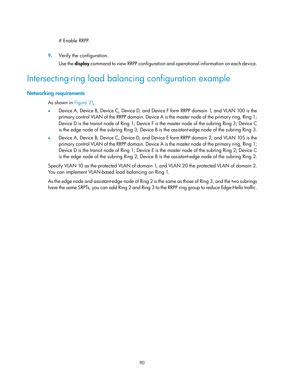 Networking requirements | H3C Technologies H3C S12500 Series Switches User Manual | Page 101 / 241