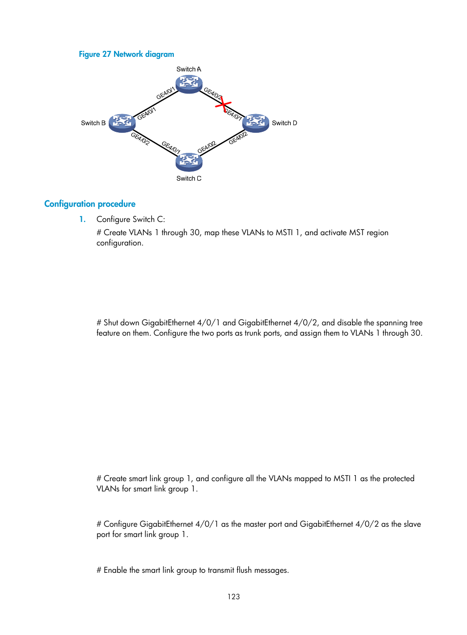 Configuration procedure, N in, Figure 27 | H3C Technologies H3C S12500 Series Switches User Manual | Page 134 / 241