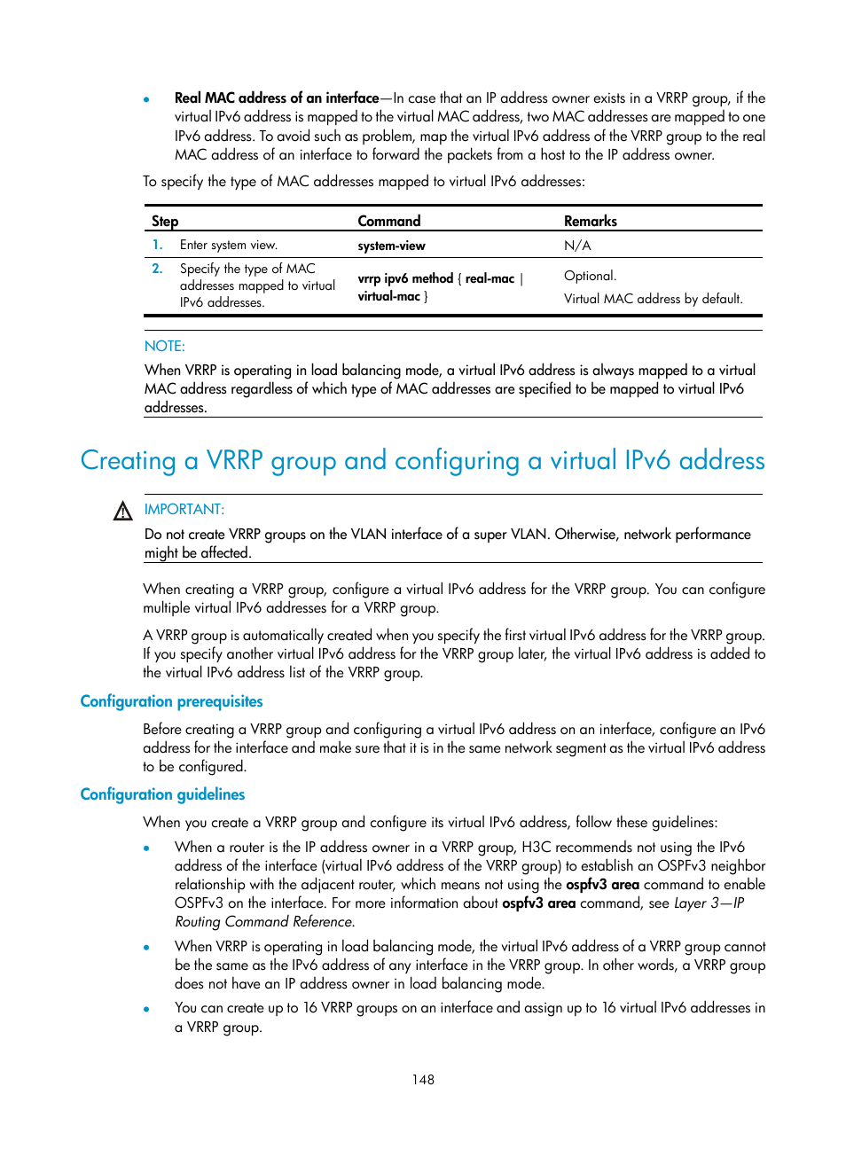 Configuration prerequisites, Configuration guidelines | H3C Technologies H3C S12500 Series Switches User Manual | Page 159 / 241