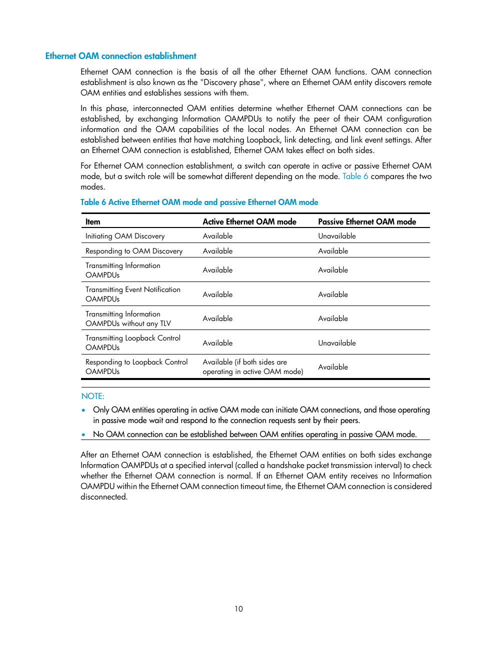Ethernet oam connection establishment | H3C Technologies H3C S12500 Series Switches User Manual | Page 21 / 241
