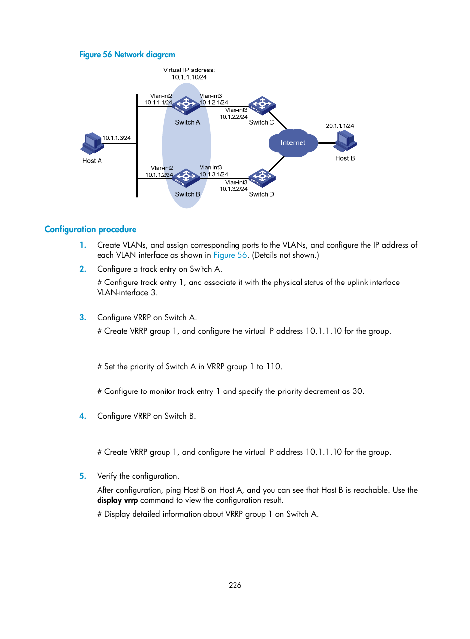 Configuration procedure | H3C Technologies H3C S12500 Series Switches User Manual | Page 237 / 241