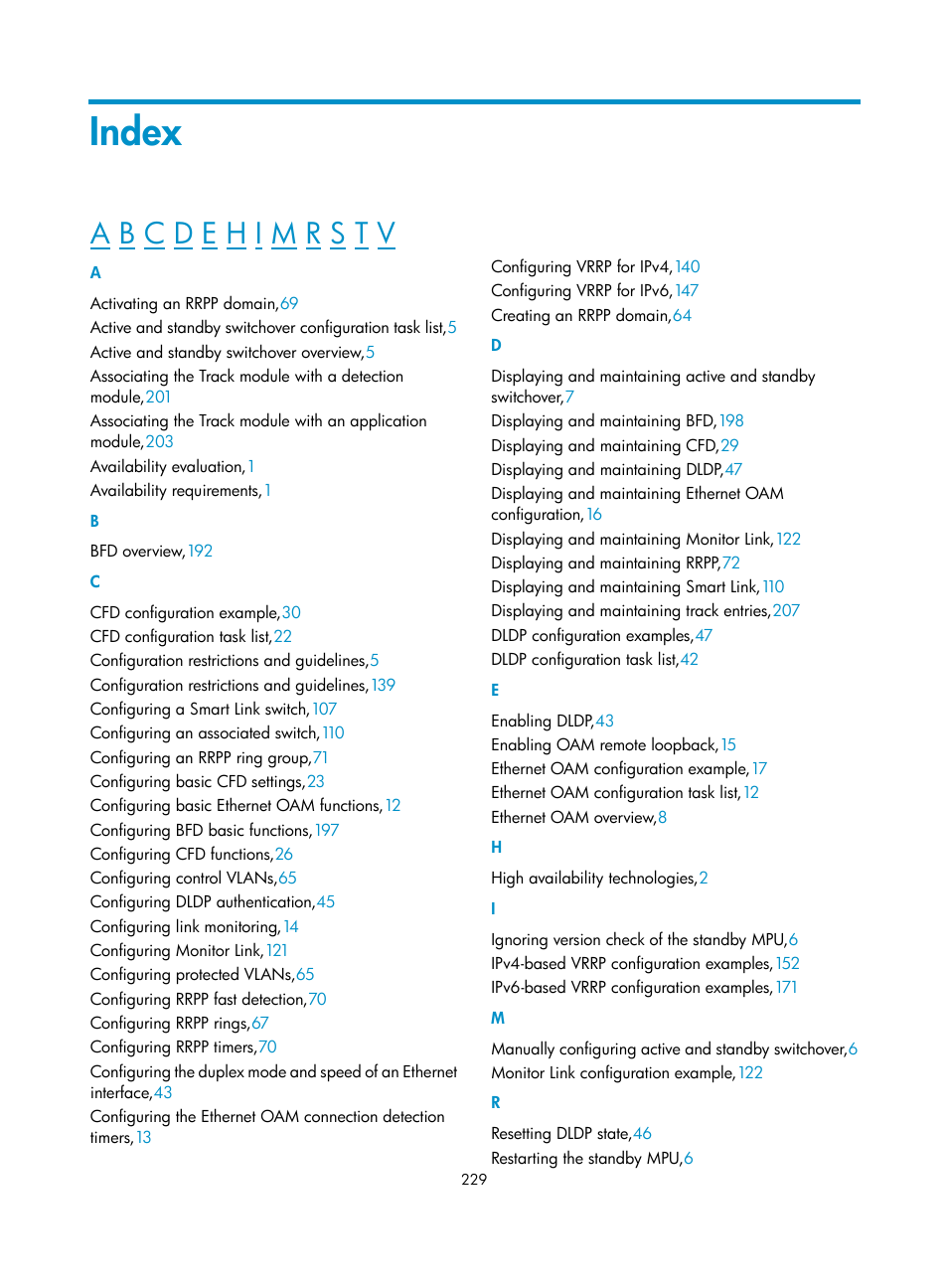 Index | H3C Technologies H3C S12500 Series Switches User Manual | Page 240 / 241
