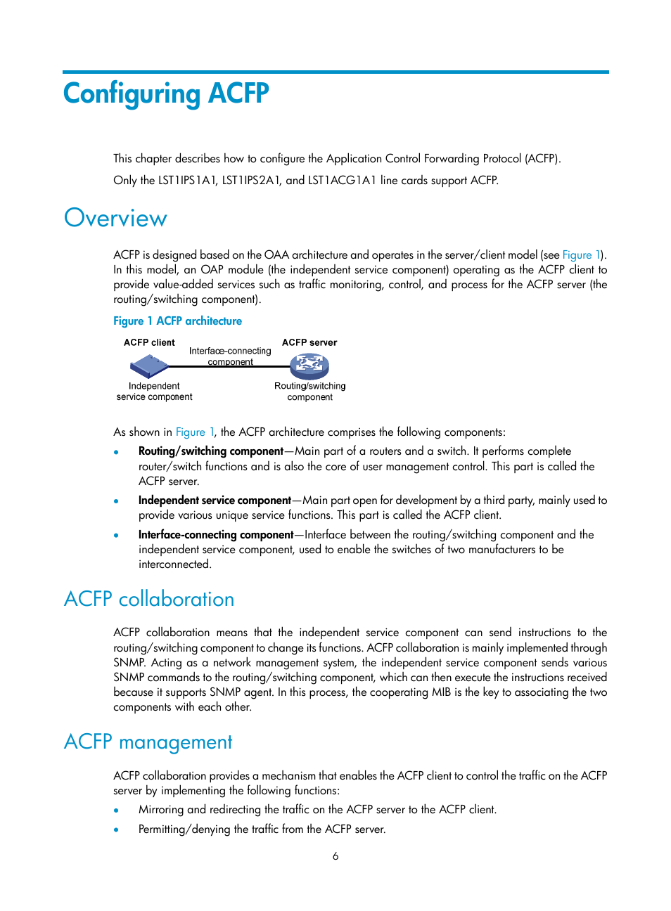 Configuring acfp, Overview, Acfp collaboration | Acfp management | H3C Technologies H3C S12500 Series Switches User Manual | Page 13 / 32