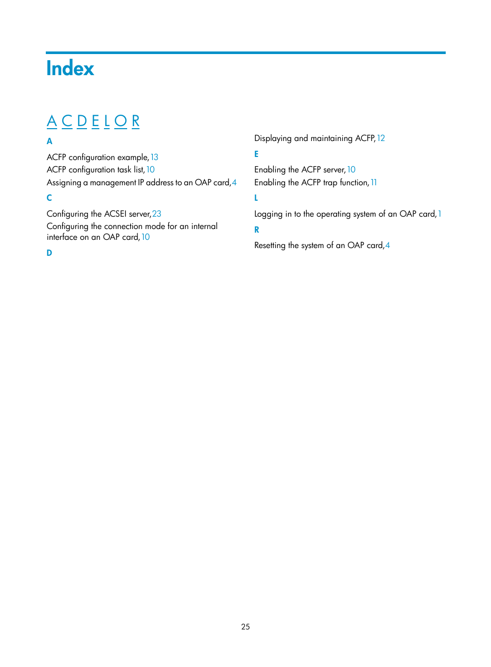 Index | H3C Technologies H3C S12500 Series Switches User Manual | Page 32 / 32