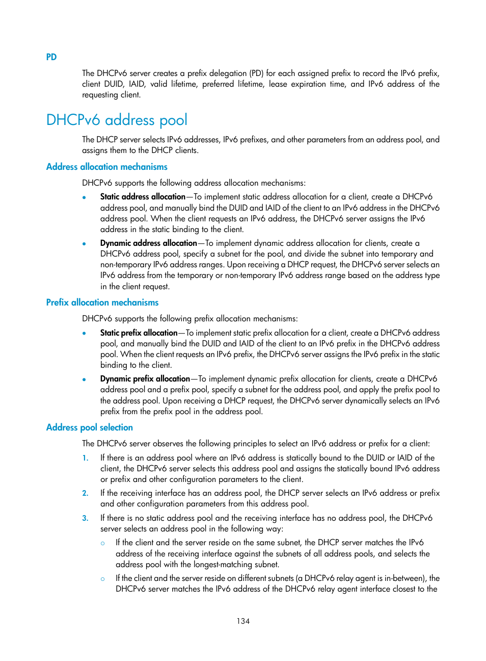 Dhcpv6 address pool | H3C Technologies H3C S12500 Series Switches User Manual | Page 147 / 197