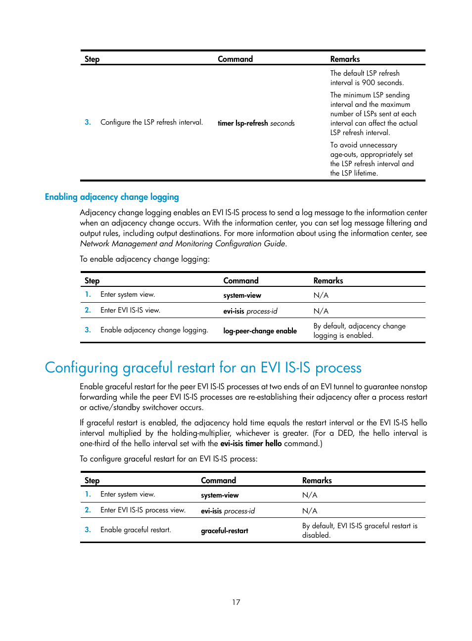 Enabling adjacency change logging | H3C Technologies H3C S12500 Series Switches User Manual | Page 24 / 39