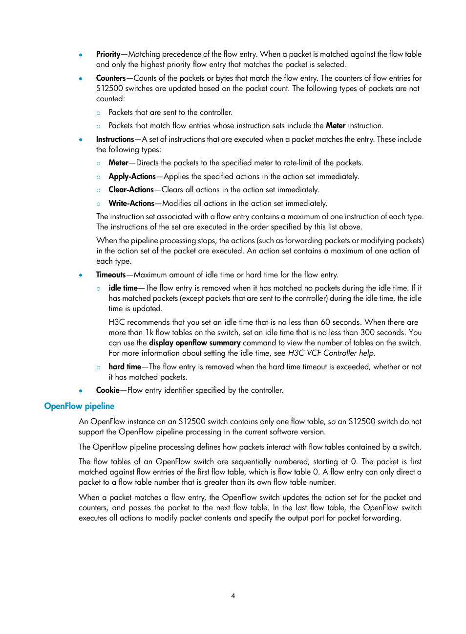 Openflow pipeline | H3C Technologies H3C S12500 Series Switches User Manual | Page 11 / 27