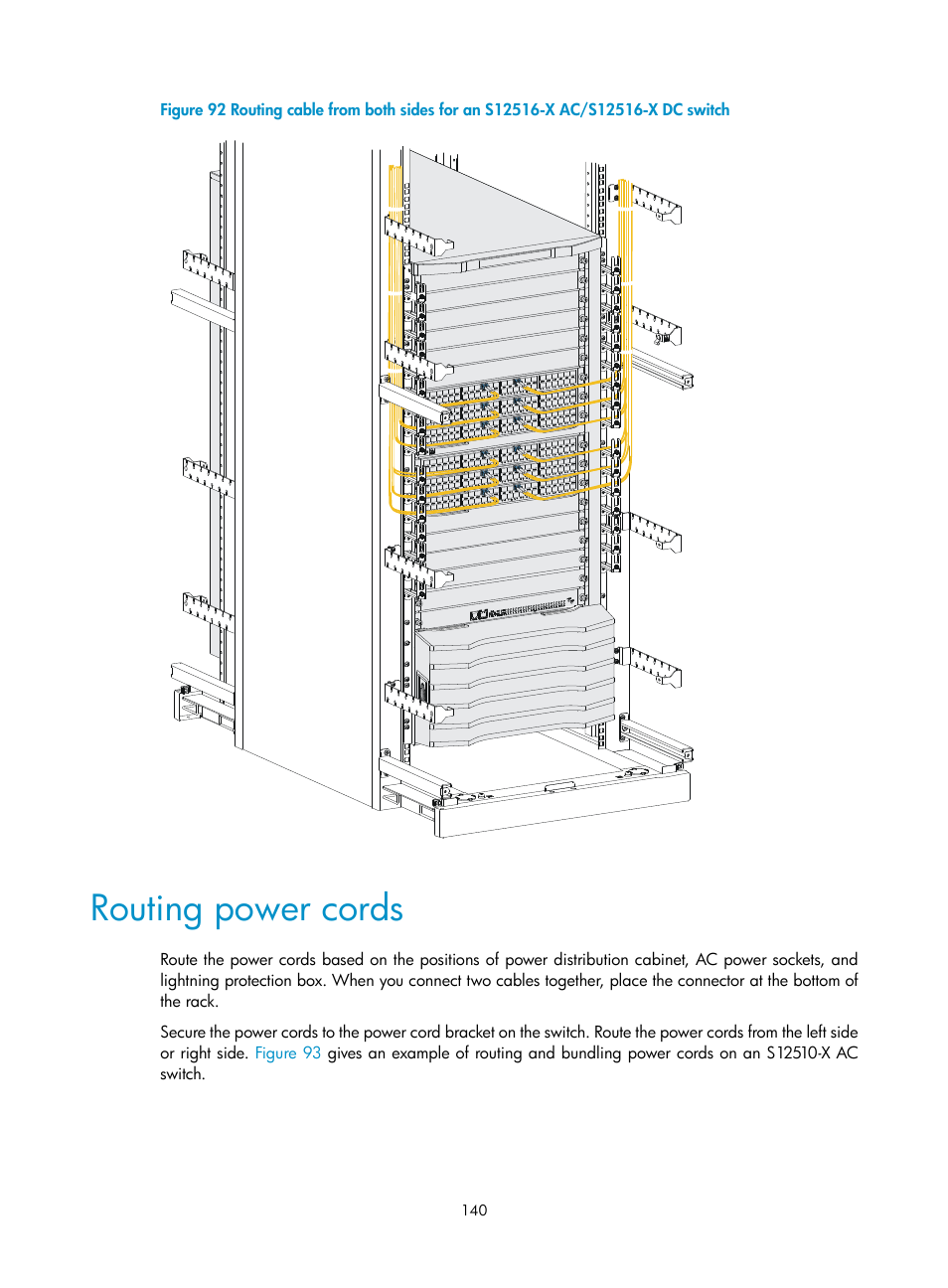 Routing power cords | H3C Technologies H3C S12500-X Series Switches User Manual | Page 148 / 162