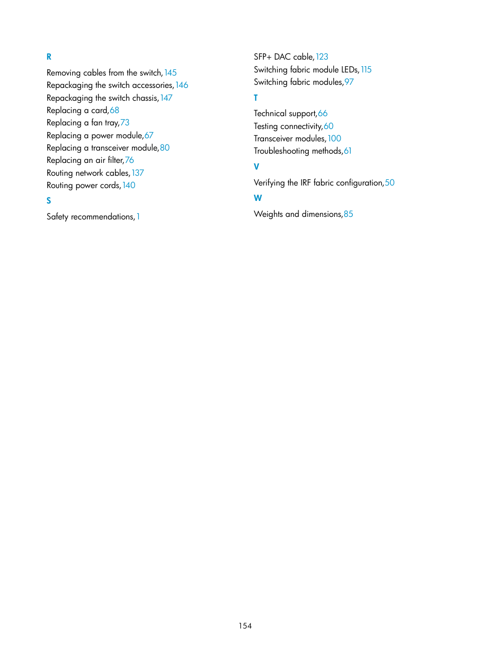 R s t v w | H3C Technologies H3C S12500-X Series Switches User Manual | Page 162 / 162