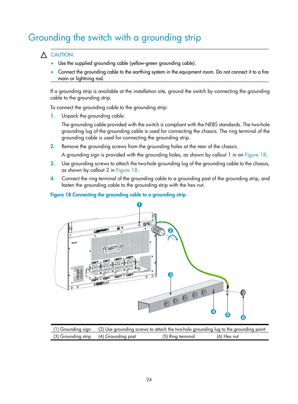 Grounding the switch with a grounding strip | H3C Technologies H3C S12500-X Series Switches User Manual | Page 32 / 162