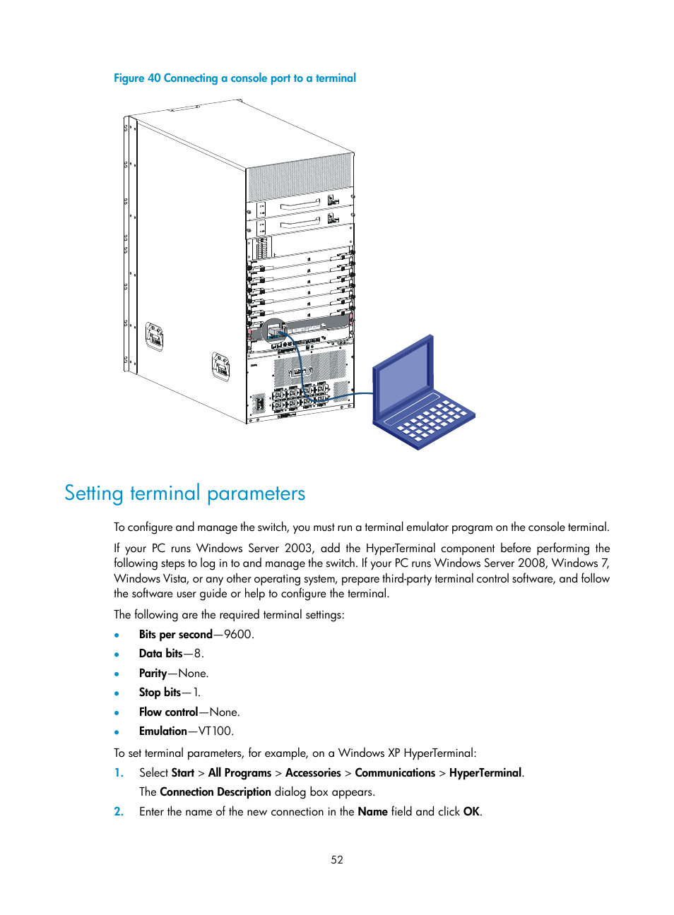 Setting terminal parameters | H3C Technologies H3C S12500-X Series Switches User Manual | Page 60 / 162