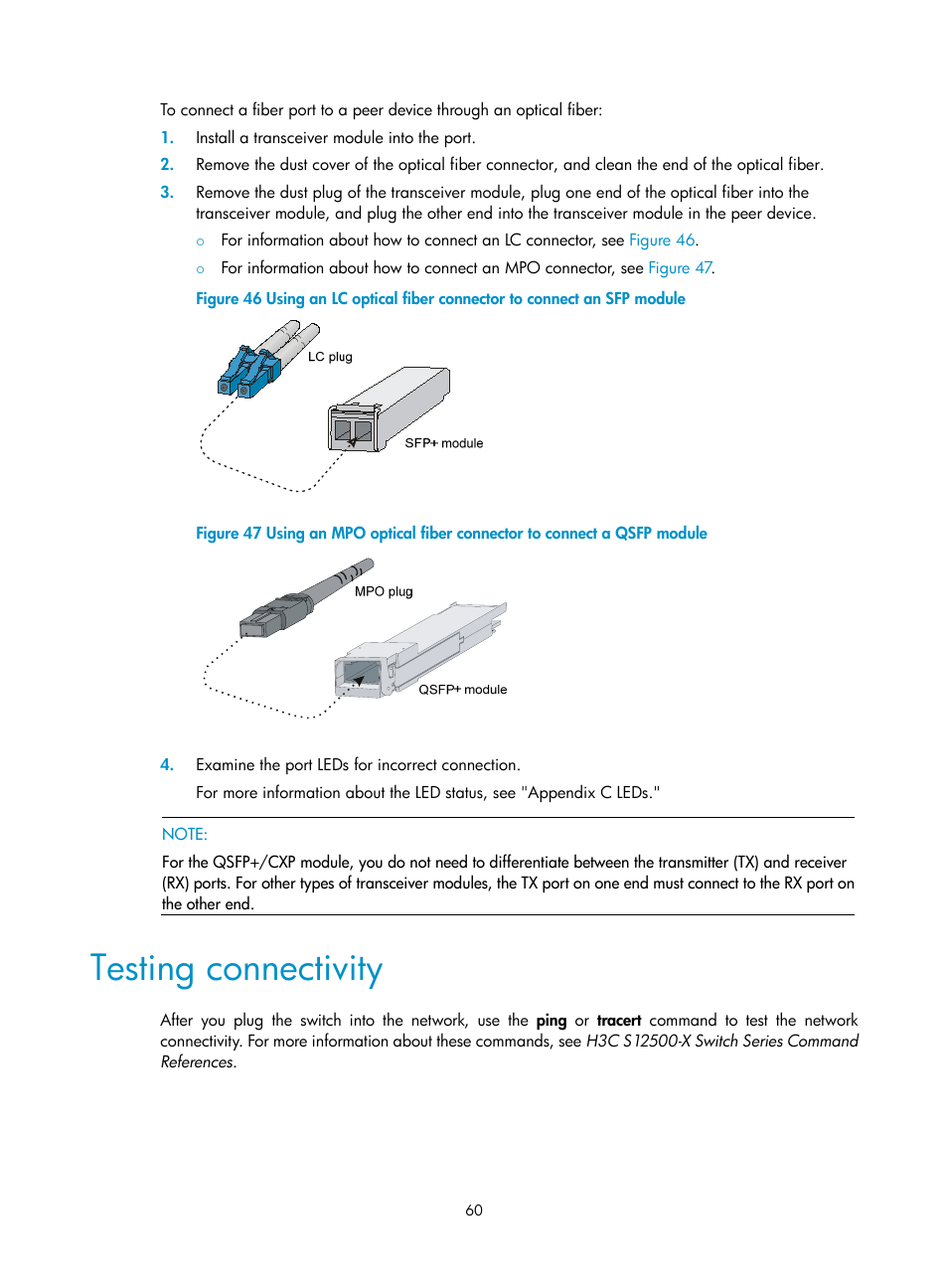 Testing connectivity | H3C Technologies H3C S12500-X Series Switches User Manual | Page 68 / 162