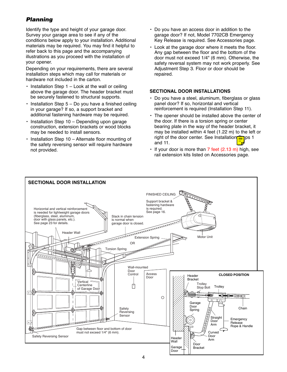 Planning | Chamberlain POWERDRIVE PD758S 3/4 HP User Manual | Page 4 / 40