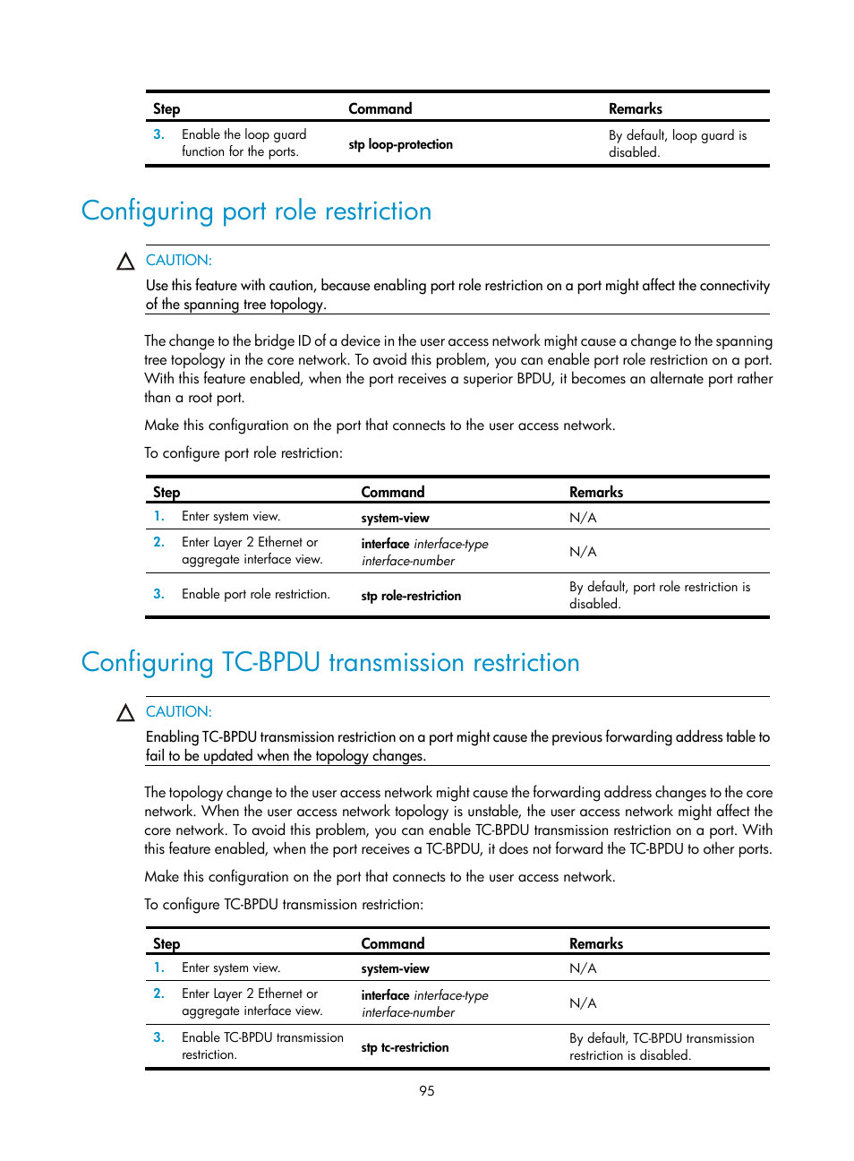 Configuring port role restriction, Configuring tc-bpdu transmission restriction, Mstp basic concepts | H3C Technologies H3C S12500-X Series Switches User Manual | Page 106 / 216