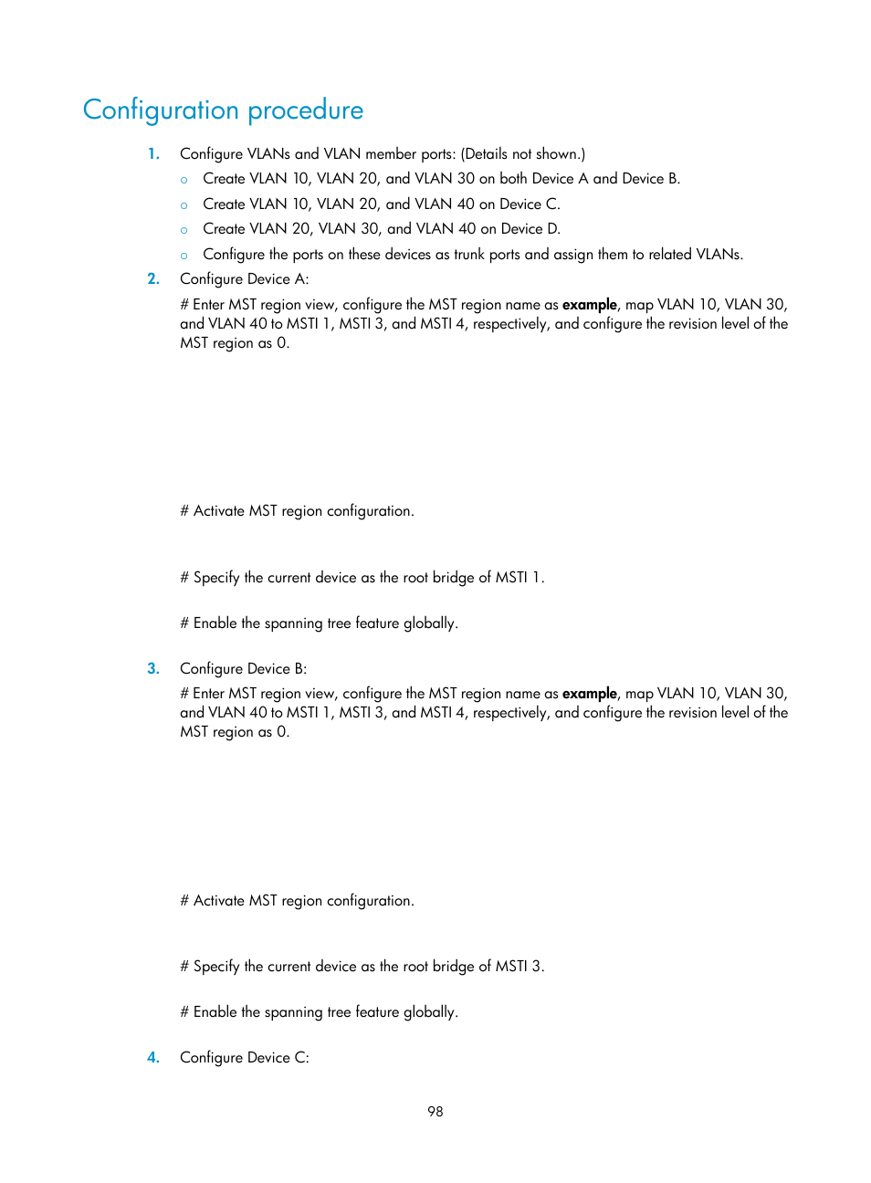 Configuration procedure | H3C Technologies H3C S12500-X Series Switches User Manual | Page 109 / 216