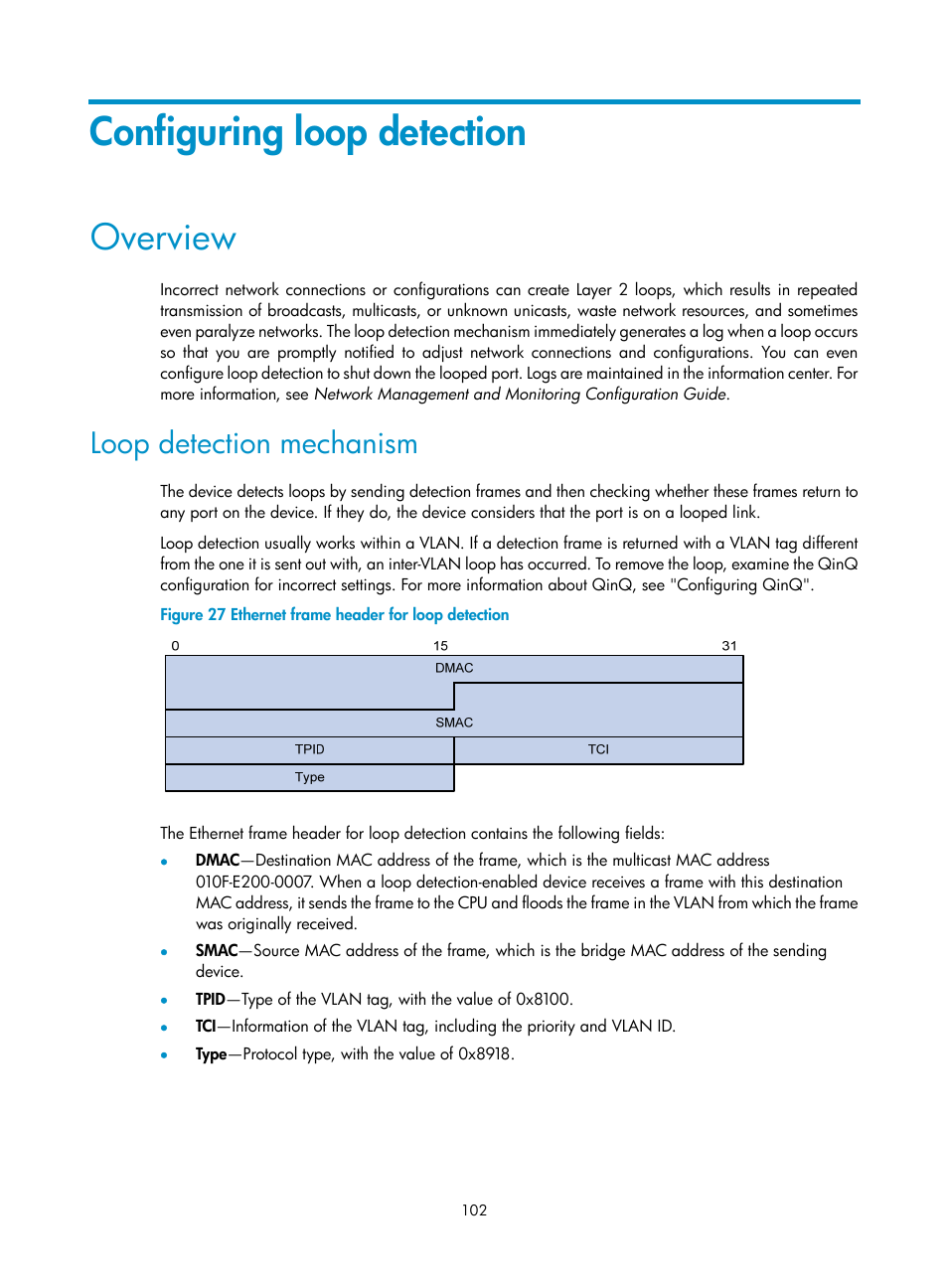 Configuring loop detection, Overview, Loop detection mechanism | Stp configuration task list, Rstp configuration task list | H3C Technologies H3C S12500-X Series Switches User Manual | Page 113 / 216