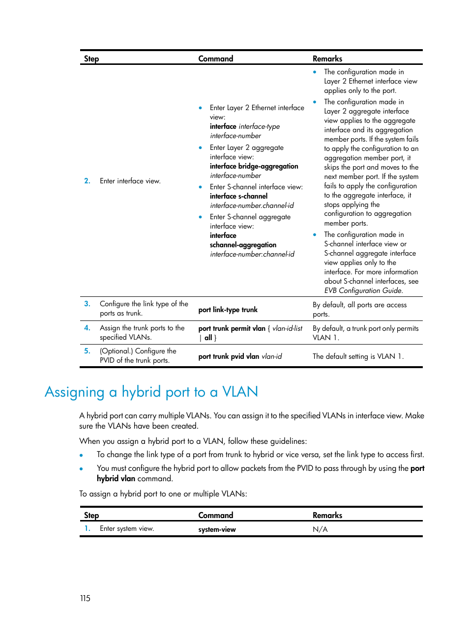 Assigning a hybrid port to a vlan, Configuring edge ports, Configuration restrictions and guidelines | Configuration procedure, Configuring path costs of ports | H3C Technologies H3C S12500-X Series Switches User Manual | Page 126 / 216