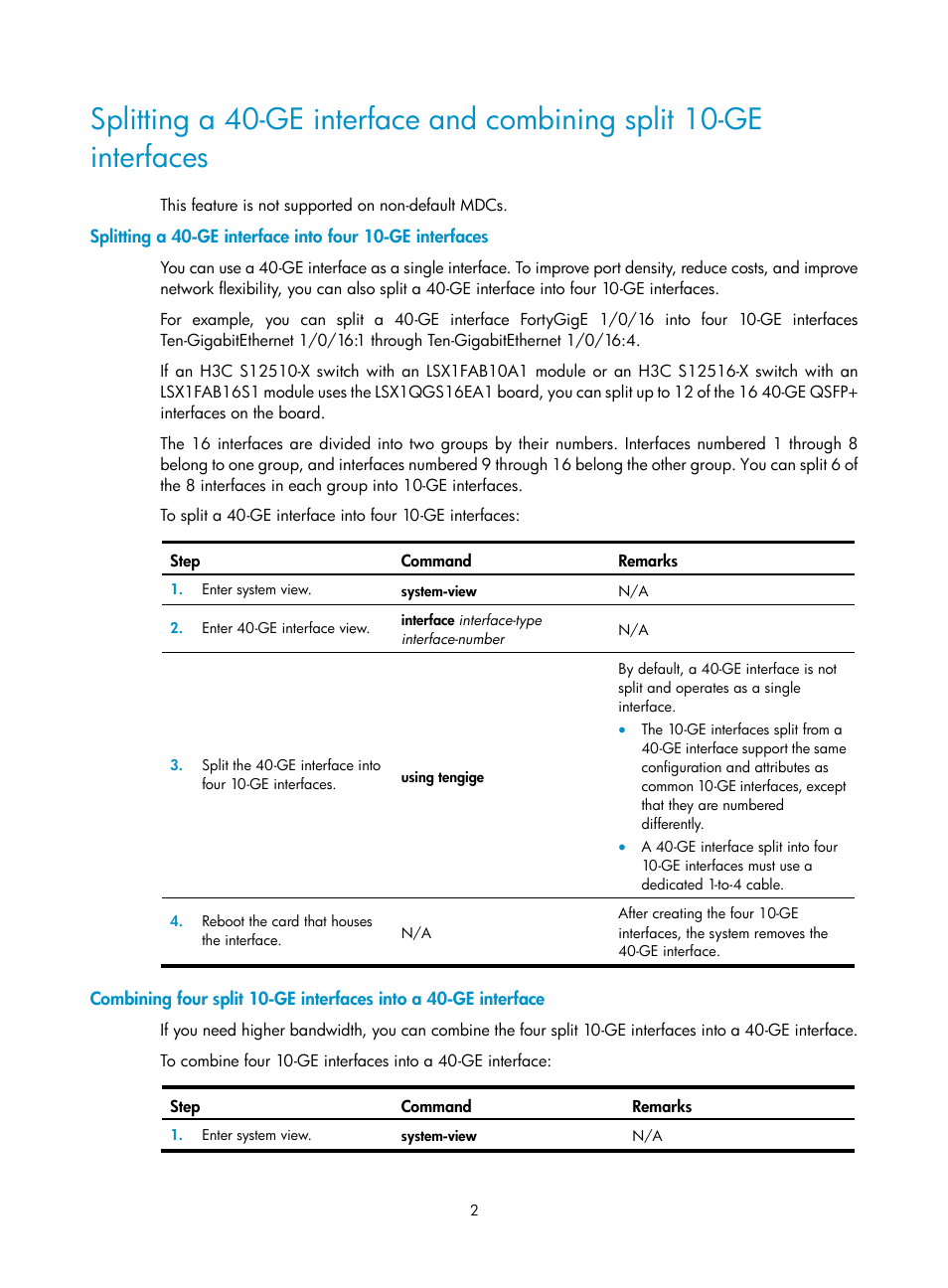 Ethernet interface naming conventions, Configuring common ethernet interface settings | H3C Technologies H3C S12500-X Series Switches User Manual | Page 13 / 216