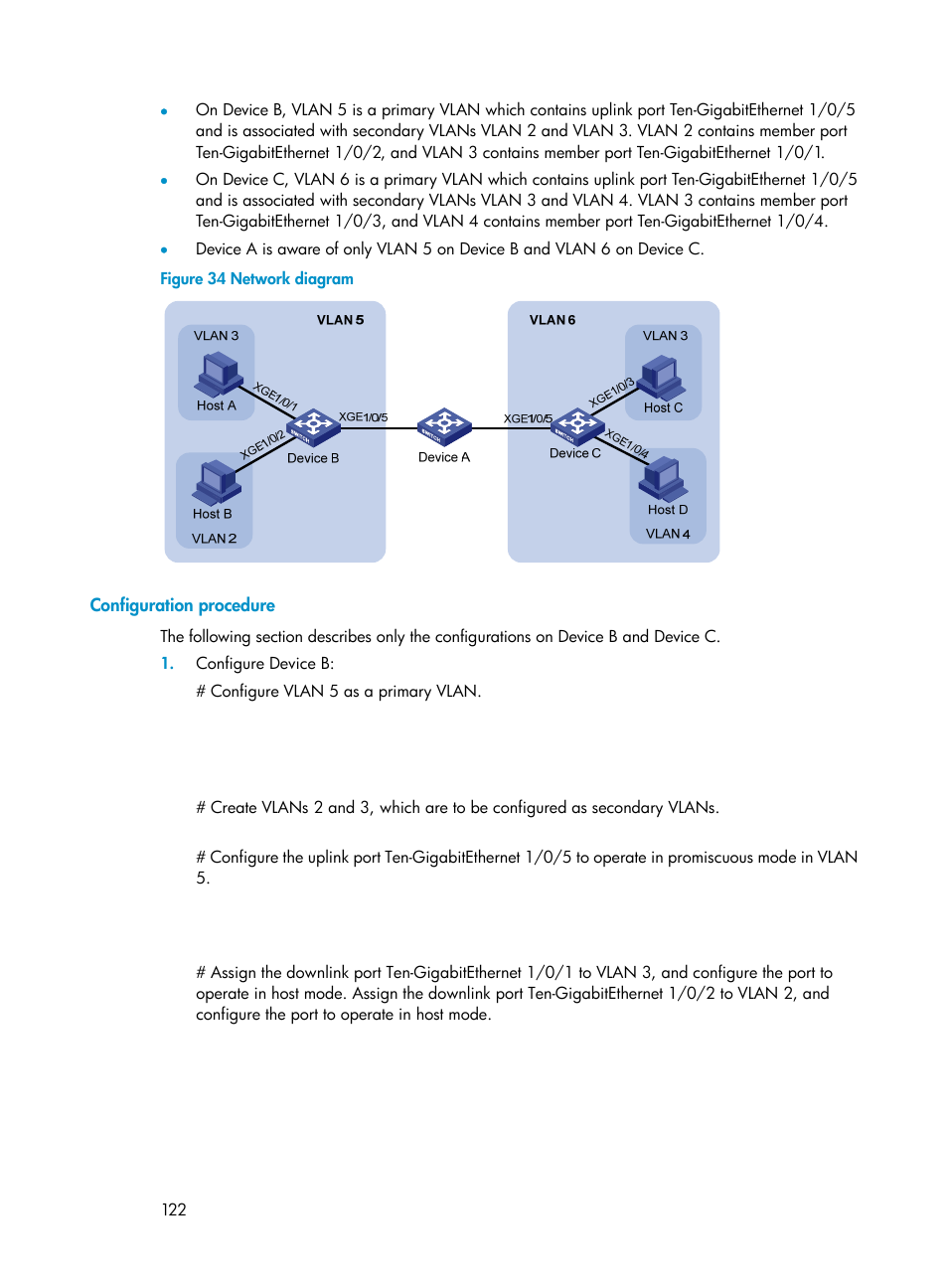 Configuration procedure, Enabling the spanning tree feature | H3C Technologies H3C S12500-X Series Switches User Manual | Page 133 / 216