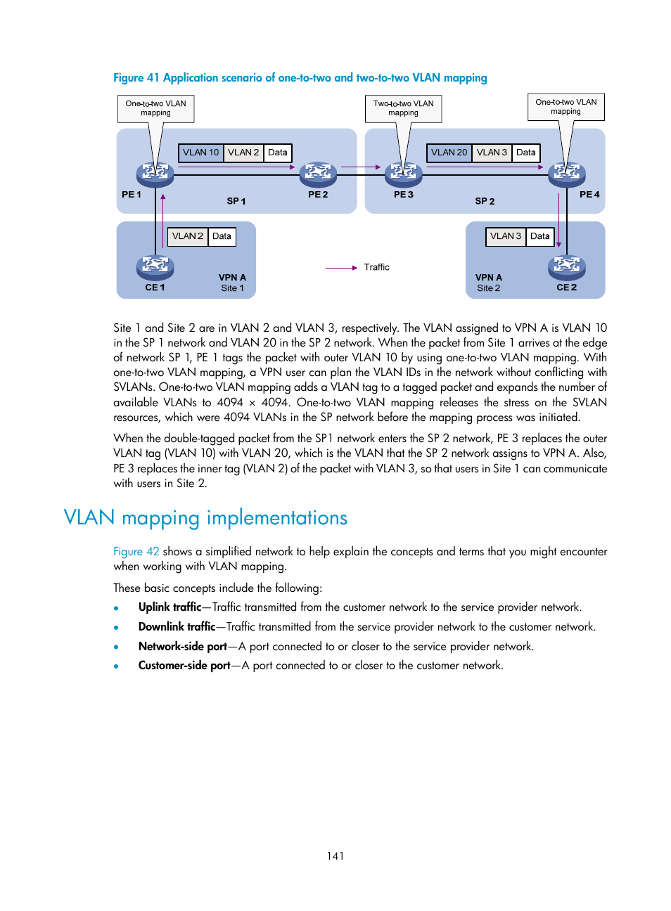 Vlan mapping implementations, Configuring loop detection, Overview | Loop detection mechanism | H3C Technologies H3C S12500-X Series Switches User Manual | Page 152 / 216