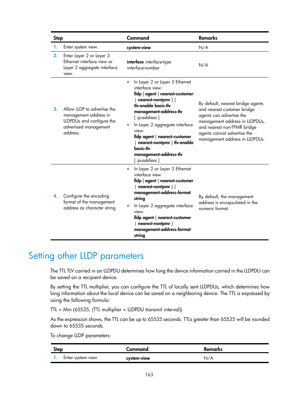 Setting other lldp parameters, Port-based vlan configuration example, Network requirements | H3C Technologies H3C S12500-X Series Switches User Manual | Page 174 / 216